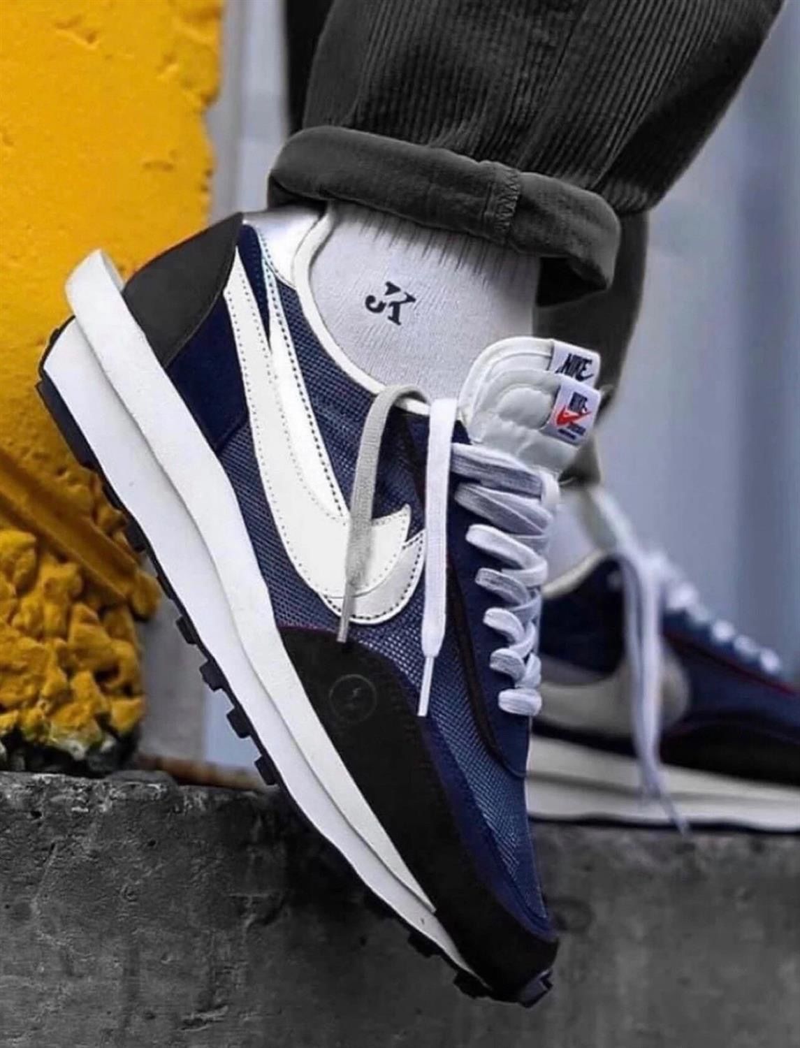 华夫sacai 藤原浩闪电三方联名解构男鞋灰白休闲运动情侣跑步鞋女 dh