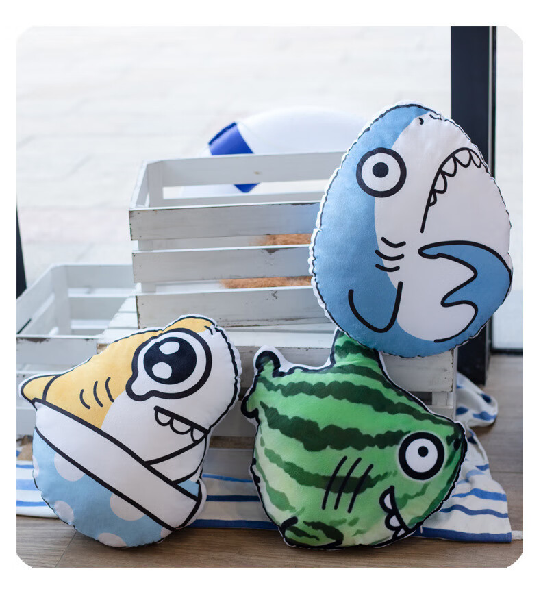 丑萌鲨雕表情包抱枕男生款睡觉大枕头靠垫毛绒玩具创意搞笑沙雕礼物