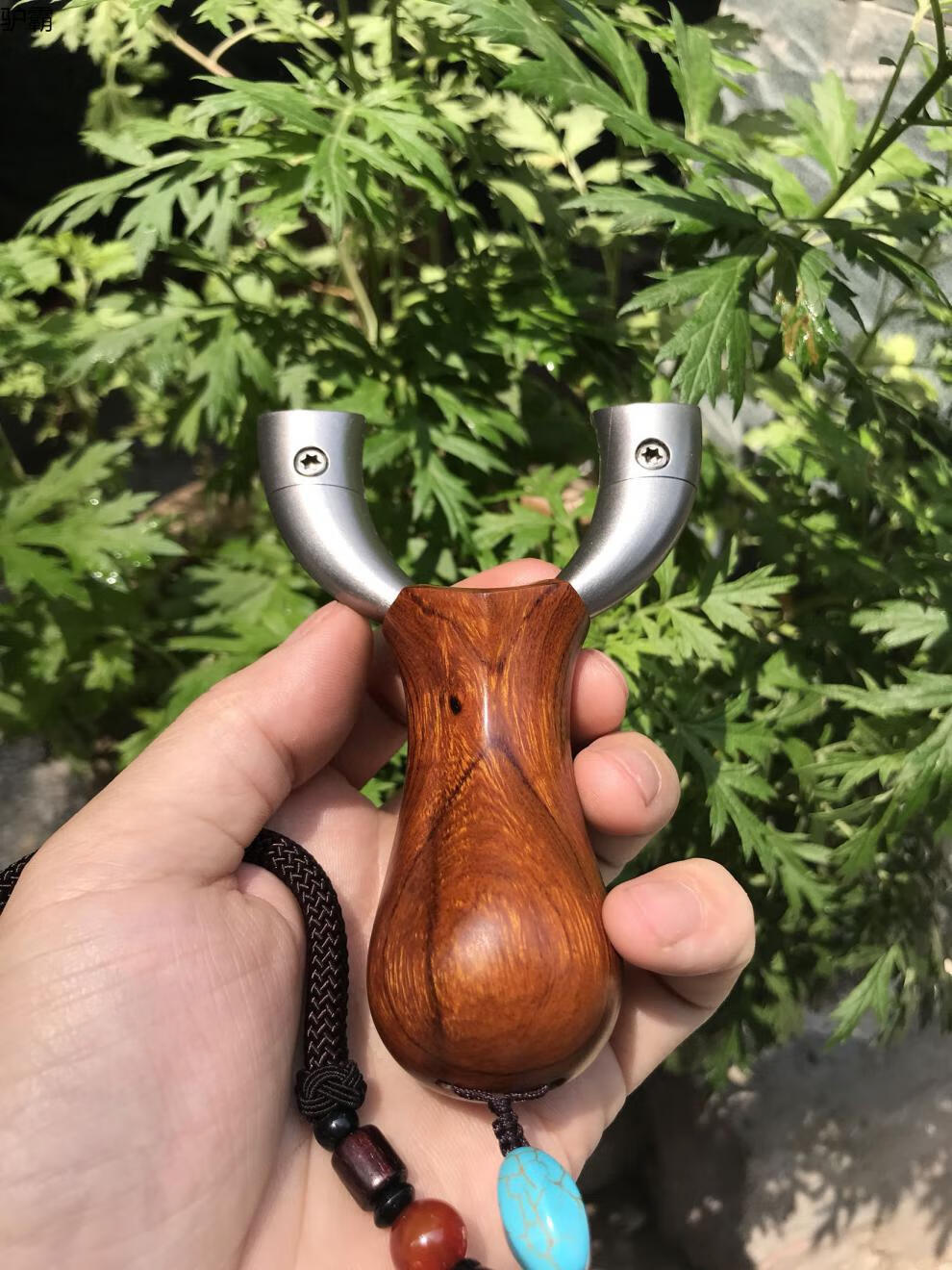 镶木柄实战竞技弹弓tc21钛合金扁皮镶木柄弹弓快压美国沙漠铁户外竞技