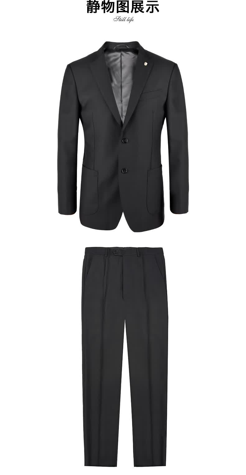raidyboer雷迪波尔新品男士商务绅士羊毛纯色西服套装10142014黑色175