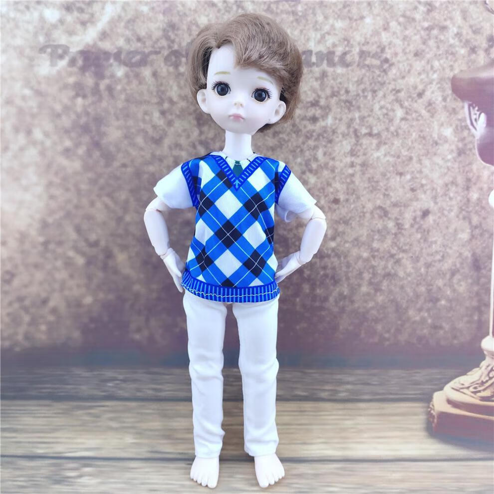 男芭比娃娃30厘米男孩王子娃娃衣服男朋友男娃玩具礼物品换装套 驼色