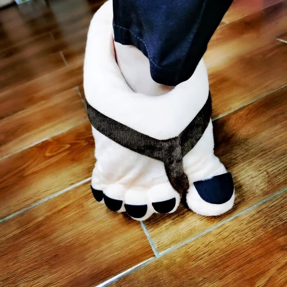 ins网红奇葩大脚丫拖鞋冬季居家保暖鞋创意毛毛鞋秋冬款 棉拖鞋 滑稽