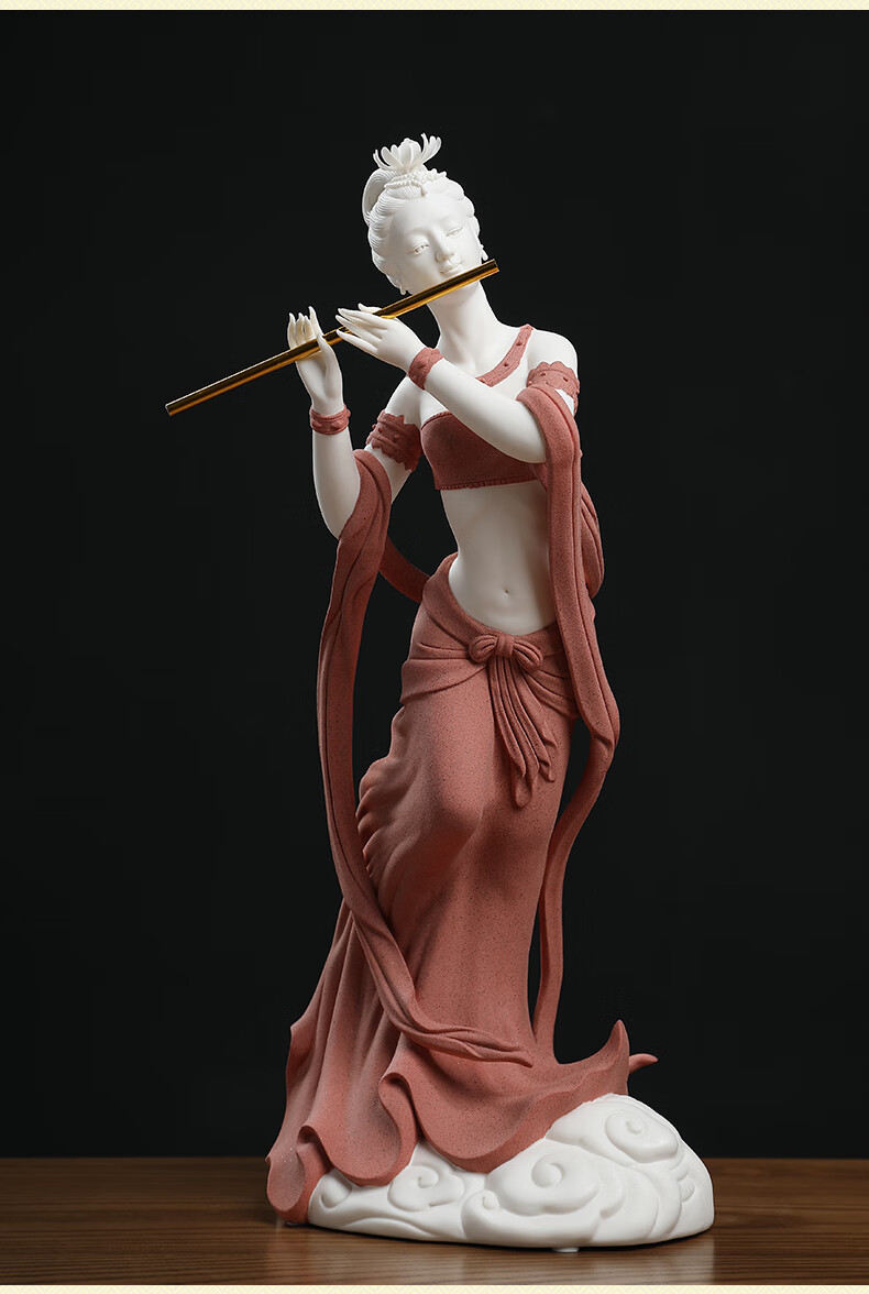 东方泥土敦煌《飞天系列》雕塑艺术品德化白瓷人物陶瓷工艺品摆件 d52