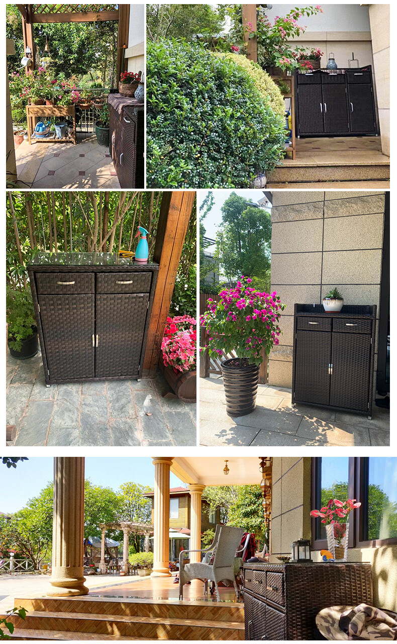 紫叶户外鞋柜阳台柜防水防晒家用门口入户藤编鞋柜大容量定制收纳储物