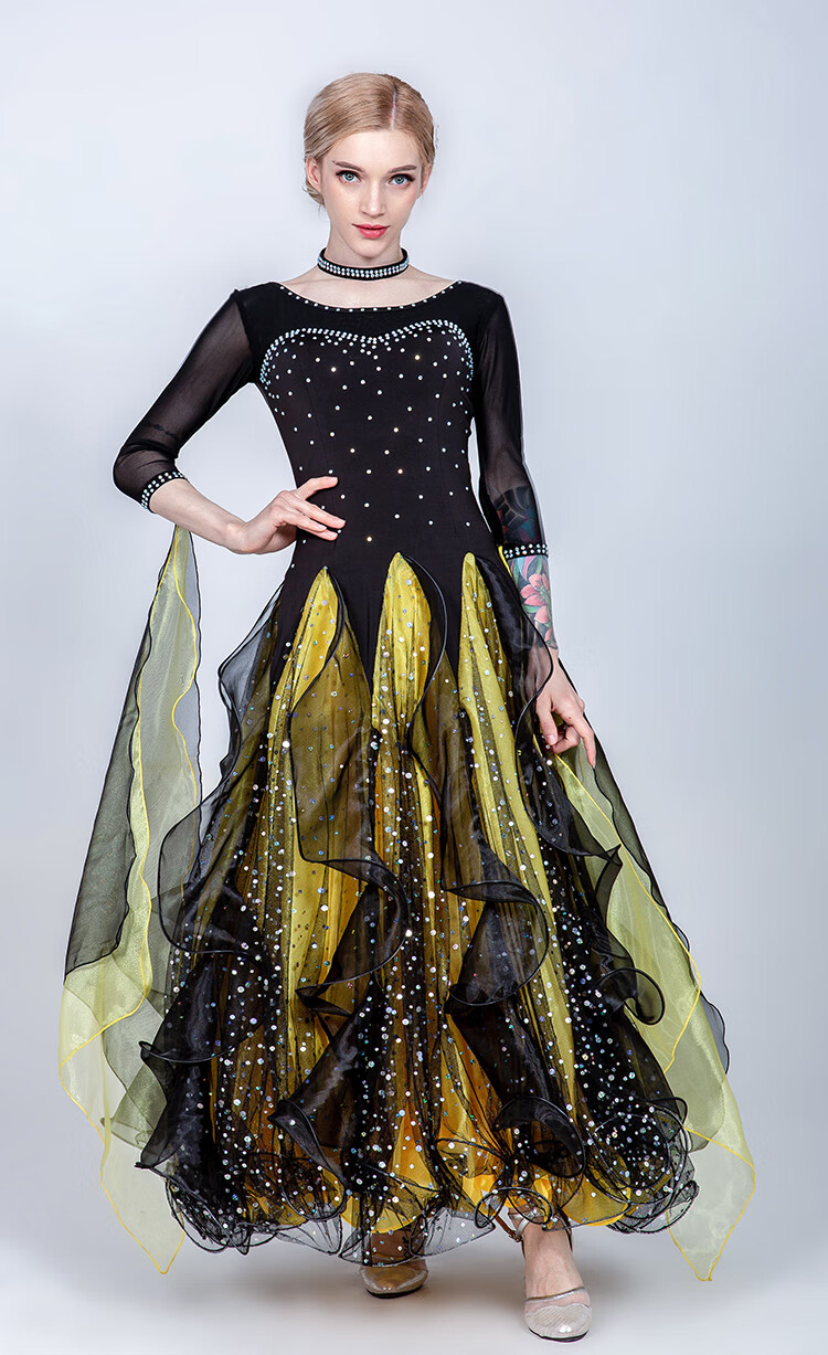 【摩登国标舞蹈裙】摩登舞裙国标舞交谊舞大摆连衣裙华尔兹舞长裙广场