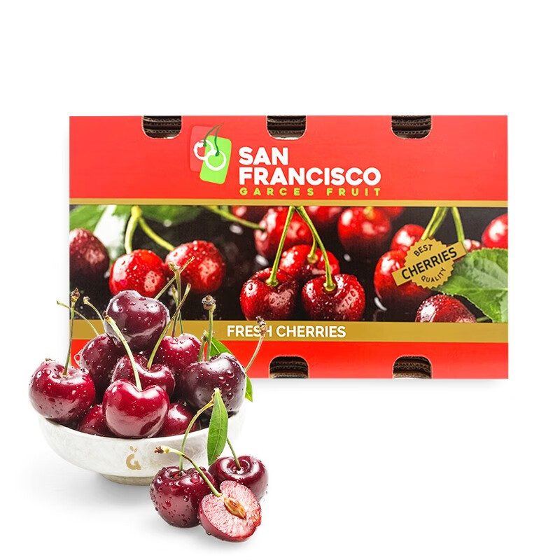 限地区garcesfruit吉制智利原箱进口车厘子j级5kg礼盒装果径约2628mm