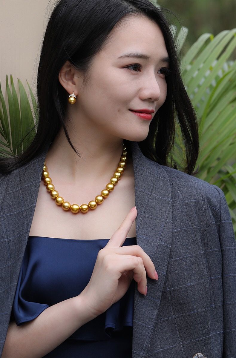 项链正圆1014mm巨大珍珠项链女节日礼物送妈妈珠直径12mm大气周长45cm