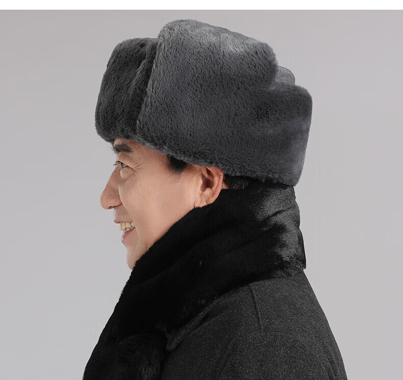 狗皮帽子东北加厚雷锋帽男冬季户外骑车加绒护耳中老年人防风防寒棉帽