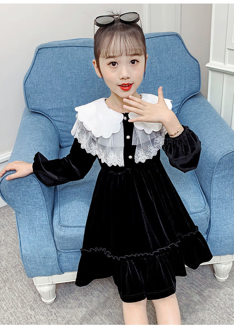 卡恋洛女童连衣裙春秋儿童毛衣裙秋冬洋气小女孩洋气公主裙秋装2021