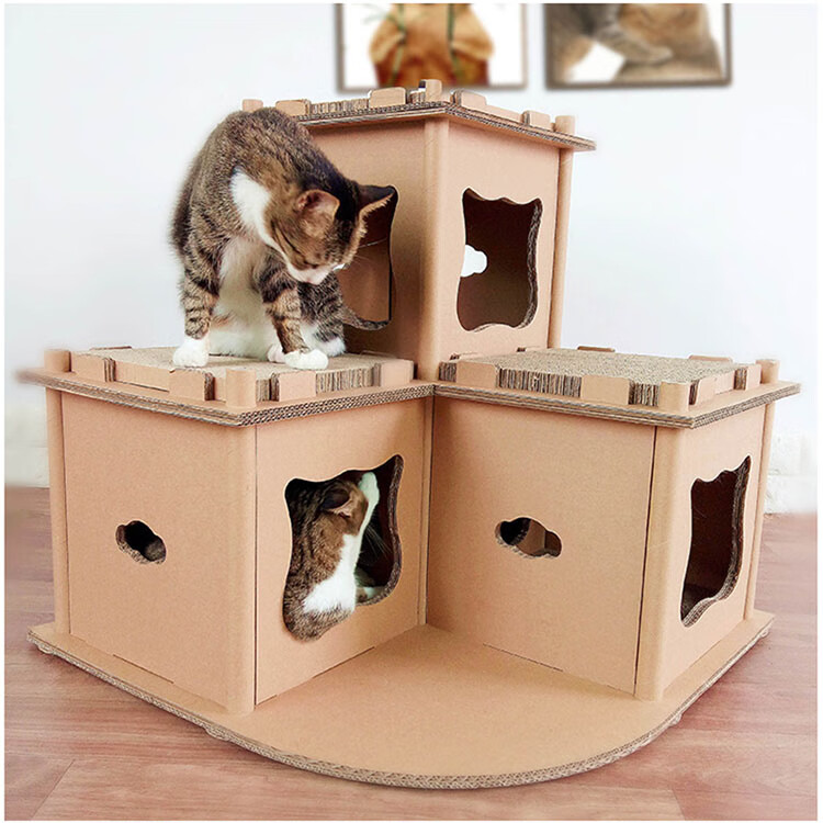 猫抓板窝双层瓦楞纸猫窝纸箱盒猫房子猫屋别墅猫咪磨爪器四季通用