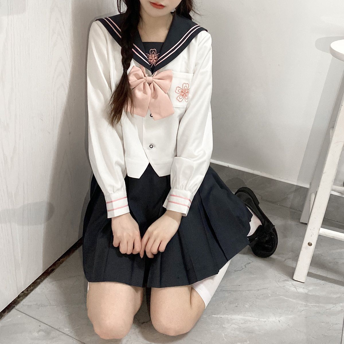 云川遐想原创日系jk制服正版春秋季长袖短裙套装学院风校供水手服