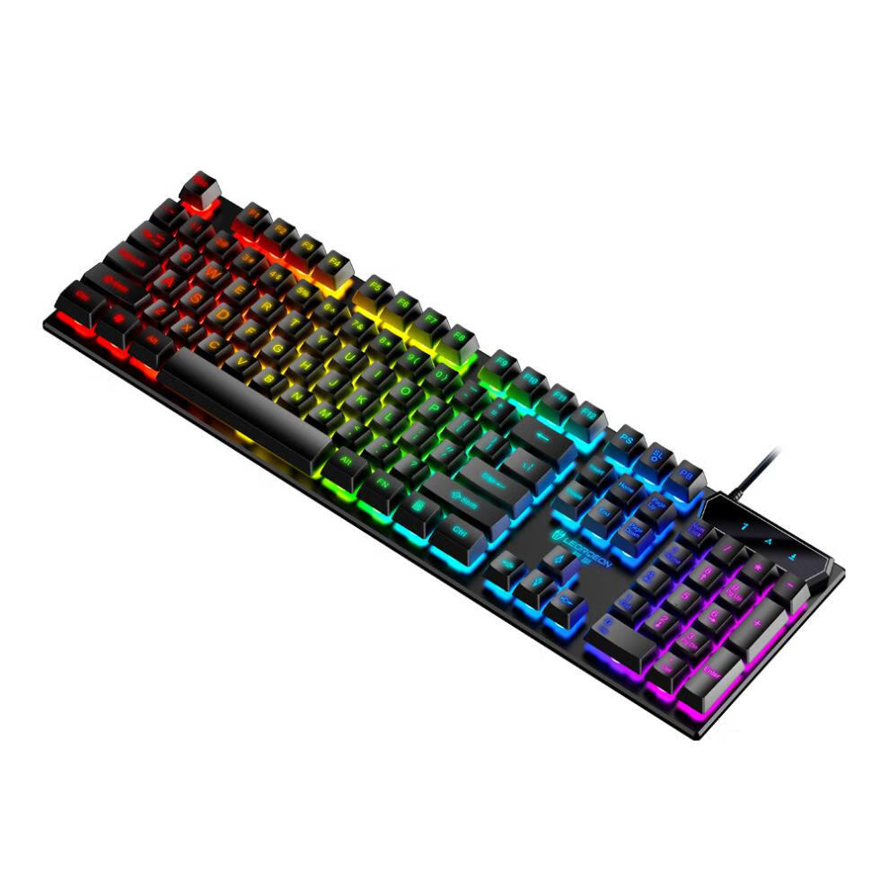 富德机械键盘商城同款50机械手感牧马人游戏套装彩虹背光笔记本电脑