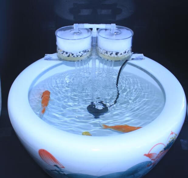 陶瓷鱼缸过滤器圆形缸吸便滤盒设备循环水养鱼净化过滤器增氧水泵