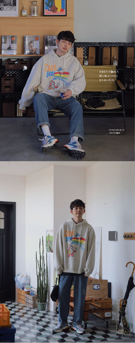 tnt时代少年团刘耀文同款色卫衣潮牌男港风嘻哈情侣宽松连帽外套女款