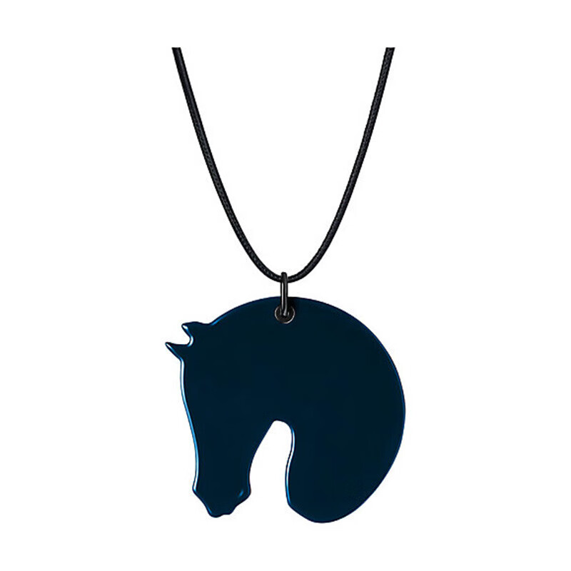 hermes爱马仕女士项链 印花经典马头形状吊饰 长70厘米 两色可选 彩虹