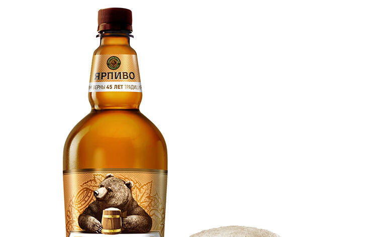 俄罗斯棕熊琥珀啤酒1250ml大桶装小麦麦芽精酿淡色啤酒