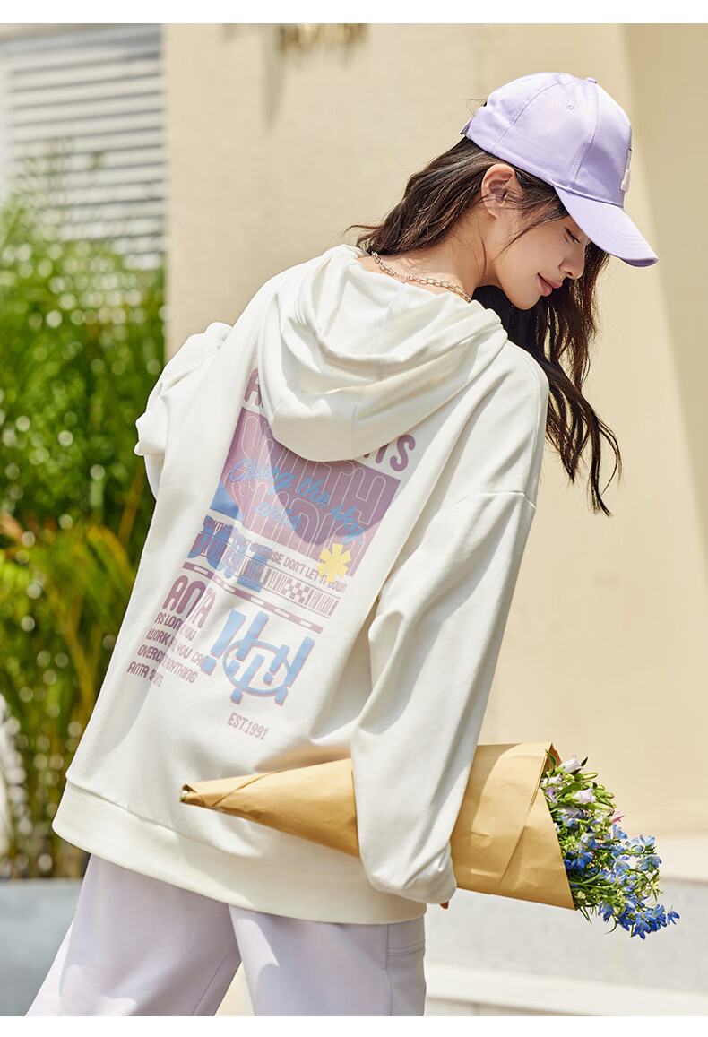 安踏(anta)【sorona抗菌科技】安踏连帽卫衣女2022秋冬季新款长袖休闲