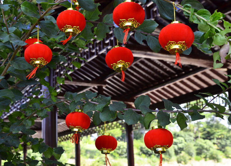 堂肯盟tkm 植绒小灯笼挂饰过新年户外树上景区院子室内阳台红灯笼串