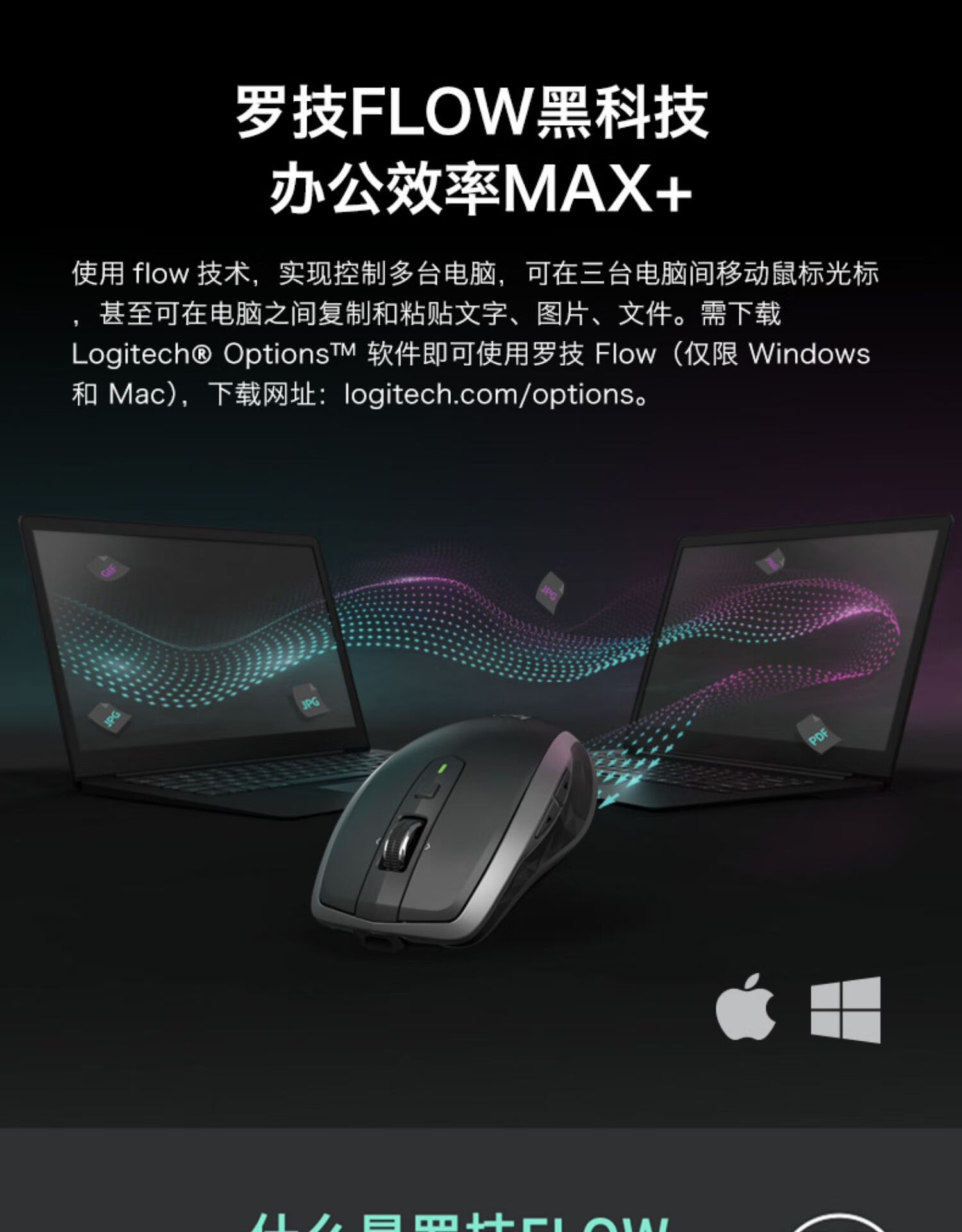 罗技(logitech) mx anywhere2s/3s无线蓝牙充电鼠标优联flow办公电脑