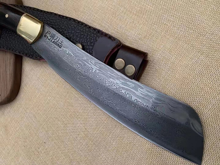 柴刀百炼钢手工锻打帕兰刀户外树刀开路刀家用劈柴刀 酒红色 60°以上