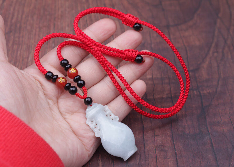 慕绢珠宝翡翠玉坠挂绳观音佛手工编织本命年红色挂脖子项链绳吊坠绳子