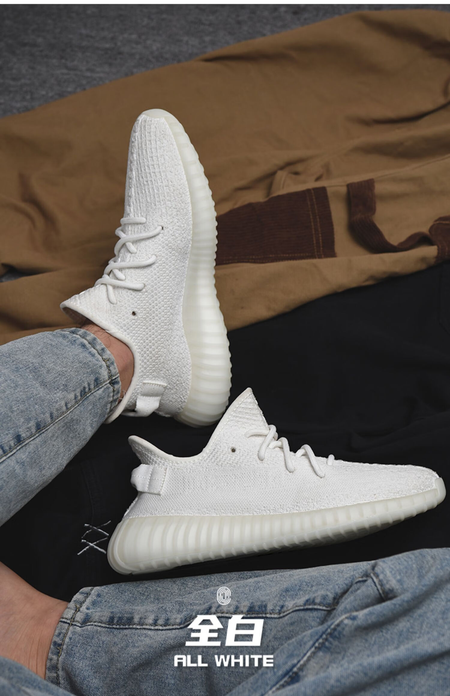 yeezy椰子鞋350网红男女鞋夏季透气莆田旗舰店网面运动鞋子男 白天使