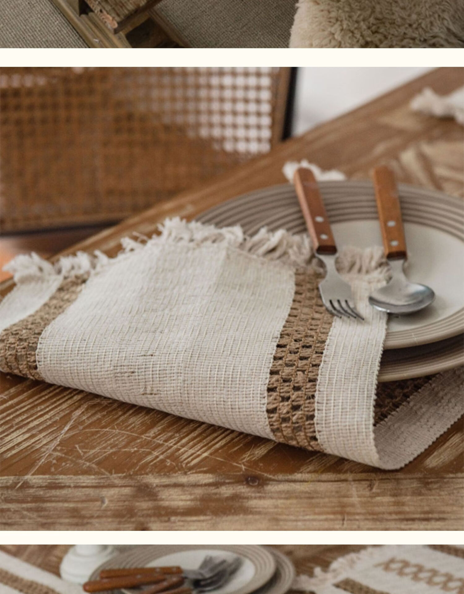 老裁缝家纺同款棉麻编织桌旗美式法式垫布餐垫长方形圣诞床旗装饰长条