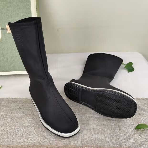 古代鞋子布靴汉服靴子古装皂靴鞋子汉鞋古风汉服鞋官靴黑色平头平底