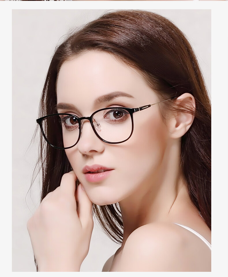 显年轻老花镜女时尚超轻大框老花眼镜女高清老光镜舒适优雅 亮黑色100