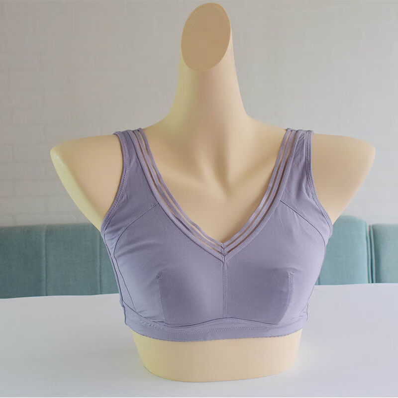 身态石墨烯内养内衣专柜无钢圈聚拢活氧背心式收副乳女士文胸 黑色v领