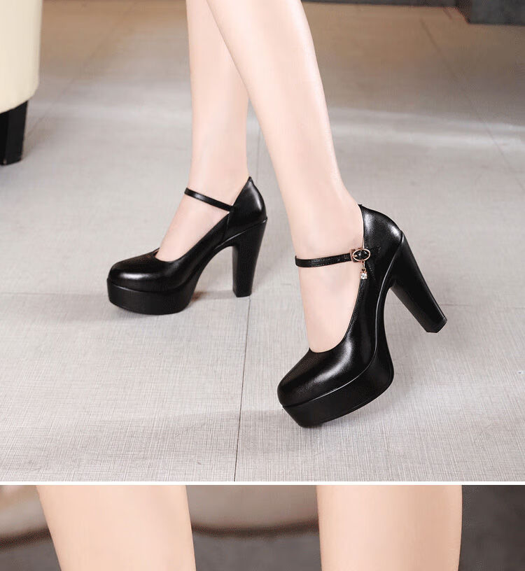 夏季迎新真皮软皮旗袍走秀鞋女厚底中跟粗跟中老年模特t台演出乐迪纯