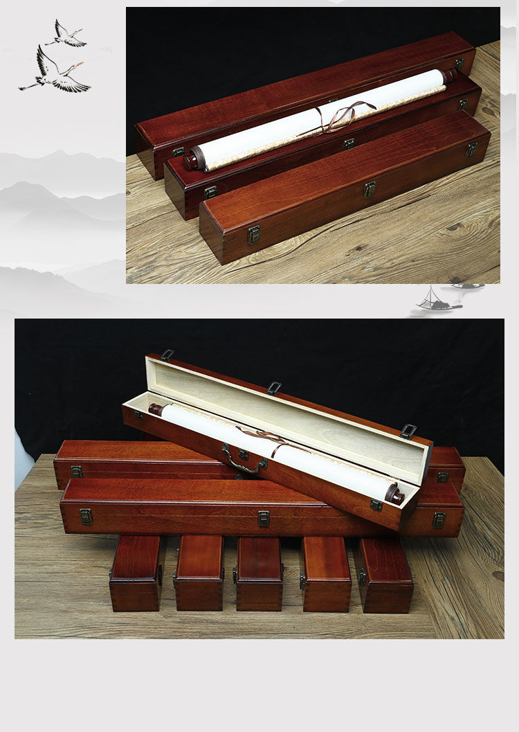 【抖音】字画盒书画木盒装画的收纳盒樟木盒子防潮盒画盒收藏盒樟木盒