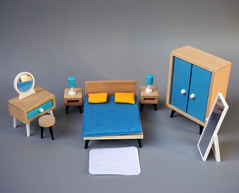迷你仿真小家具 娃娃屋摆件儿童过家家玩具浴室厨房卧室 playt*ve餐厅