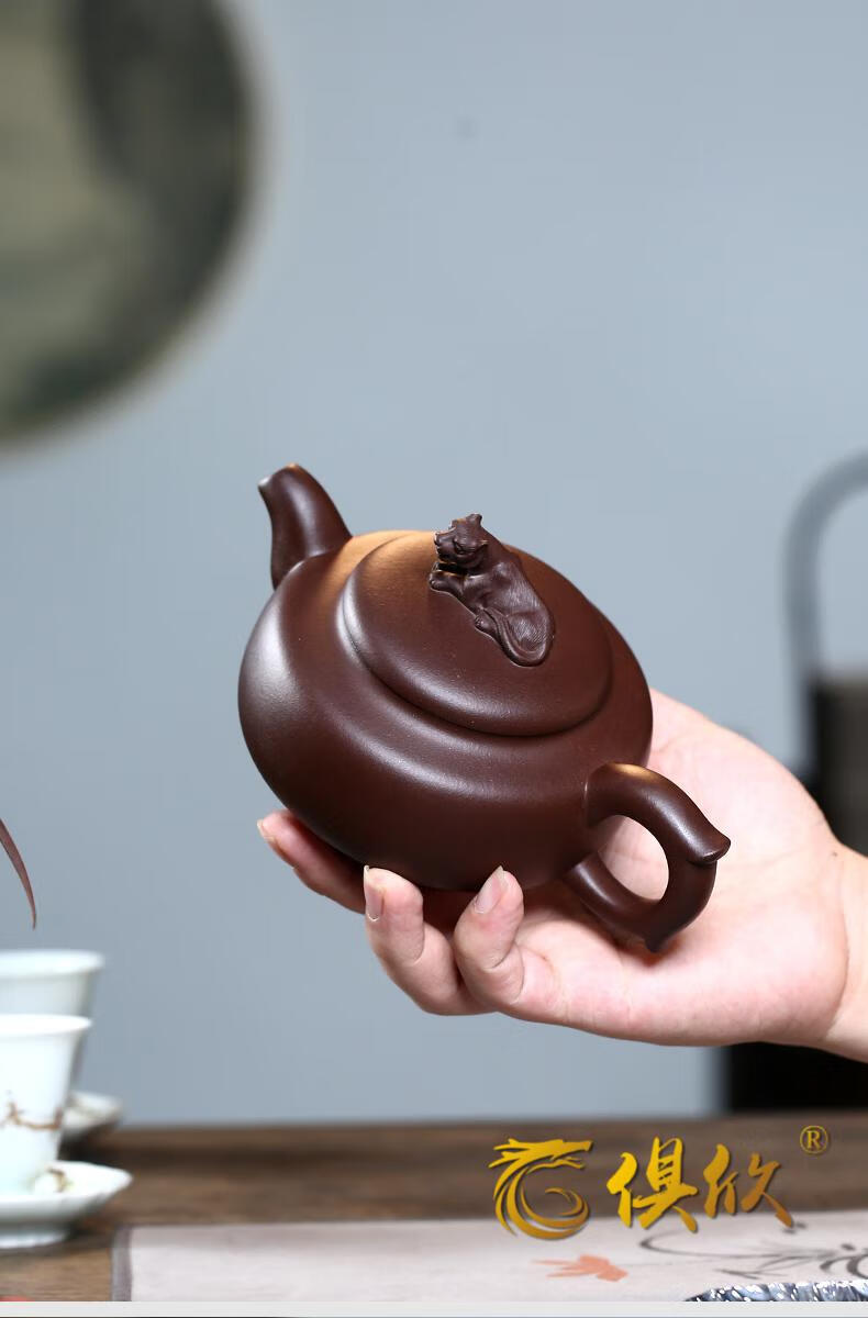 俱欣一厂老紫泥藏龙卧虎壶名家纯全手工茶壶家用宜兴紫砂壶创意客厅