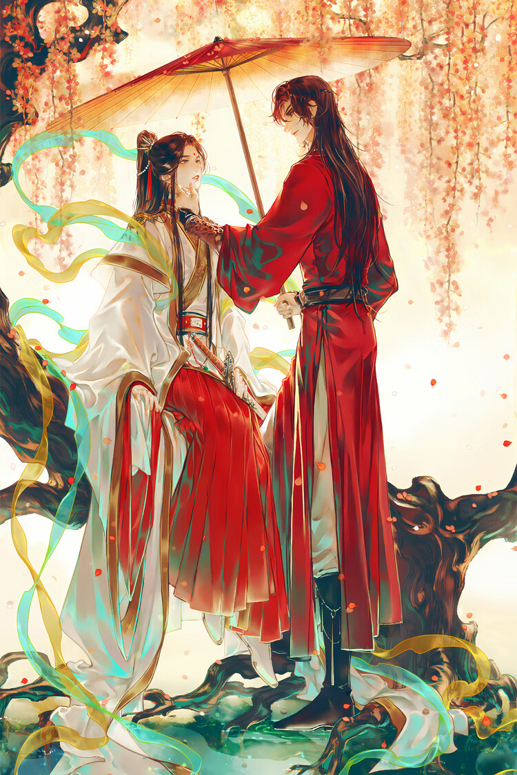 官方自营 天官赐福卷轴天官赐福海报定制壁纸挂画墙纸谢怜花城三郎花