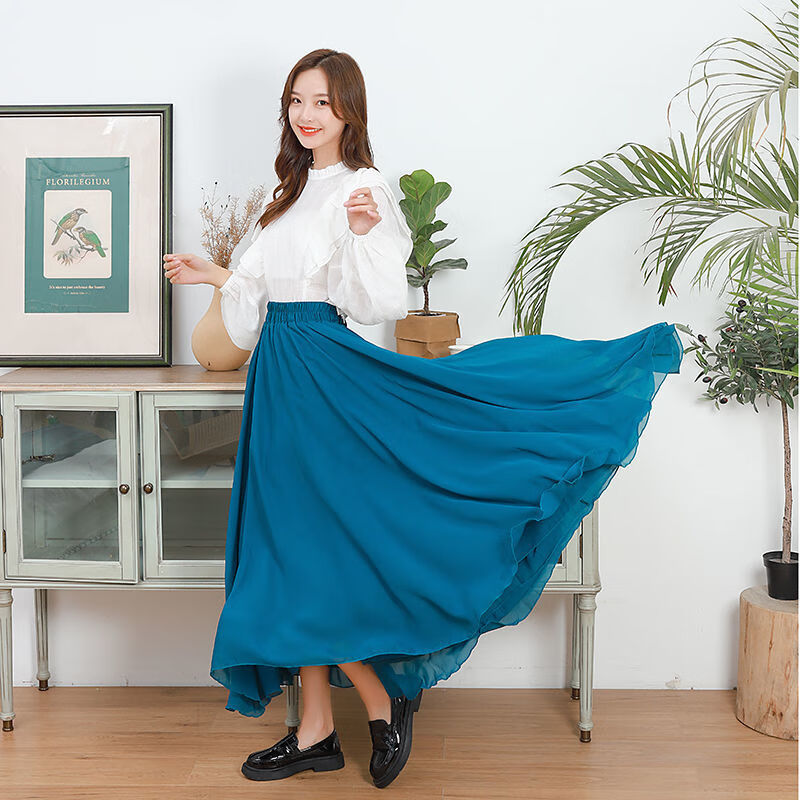 冰蓝色 三层雪纺 裙长80厘米 身高150-155【图片 价格 品牌 报价】