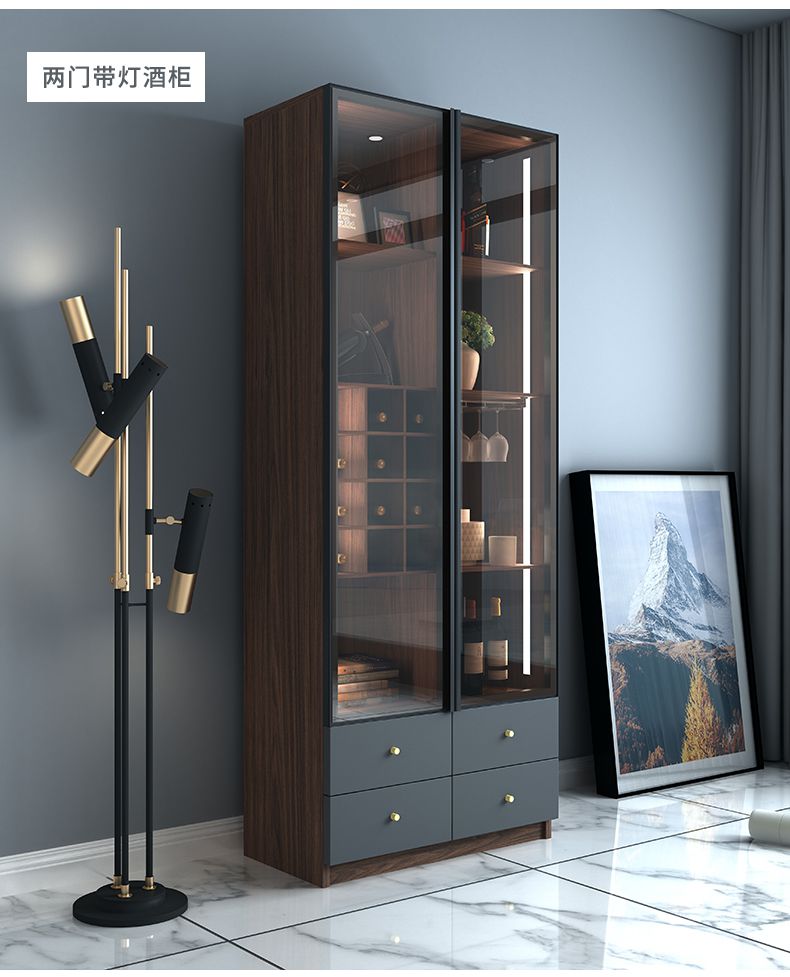 餐厅靠墙轻奢家庭客厅窄玻璃柜子餐边小型家用 jg-61单门酒柜(不带灯)