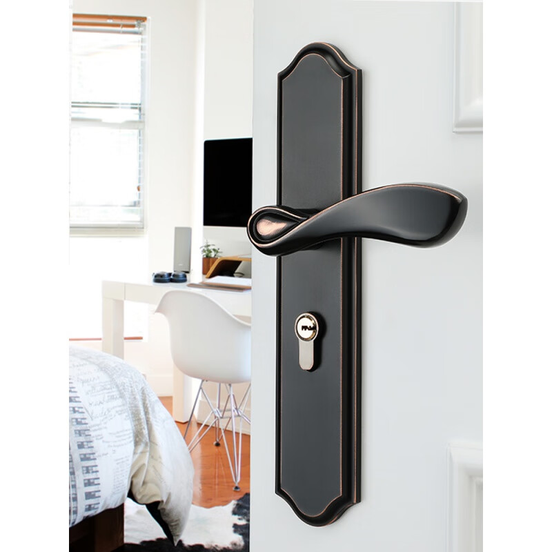 现代简约门锁室内卧室实木门锁家用房间门锁门把手磁吸静音门锁套 c