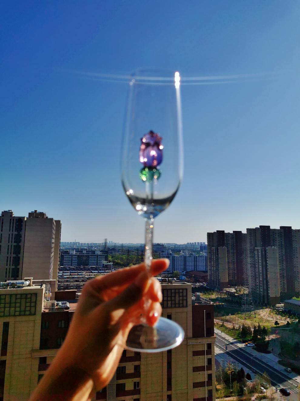起泡酒杯无铅水晶玻璃高脚杯香槟杯套装主玫瑰花红晶莹剔透超闪超美