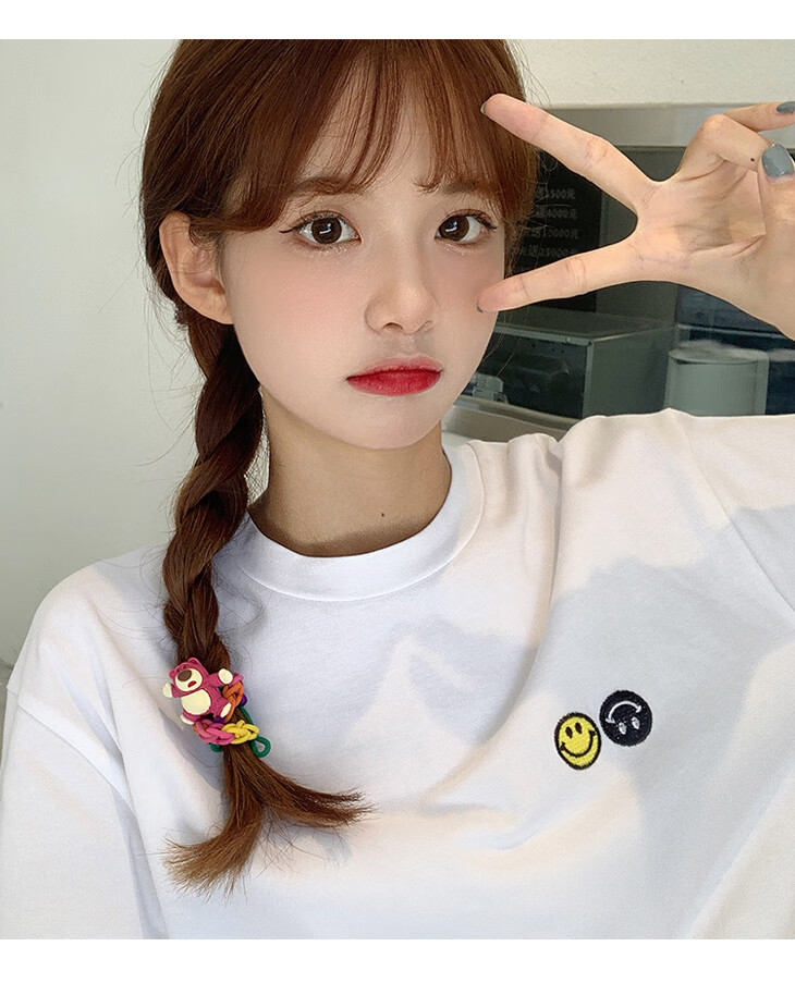 2022新款彩虹拉拉圈diy草莓熊手绳皮筋手链发圈小橡皮筋女扎头发绳