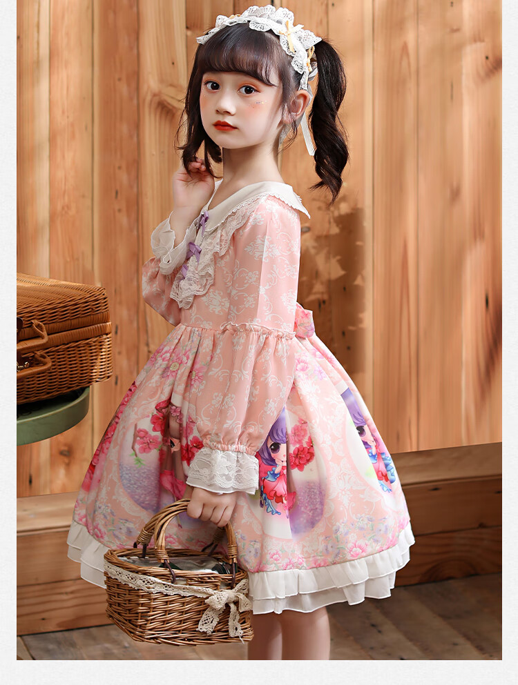 迪士尼轻奢品质女童洛丽塔公主裙万圣节儿童服装洛丽塔女童公主裙秋装