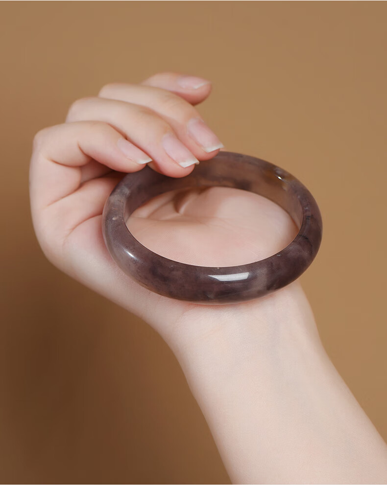 ck施华洛世奇锆新疆和田金丝玉手镯女紫罗兰加宽玉镯子叮当镯宽版