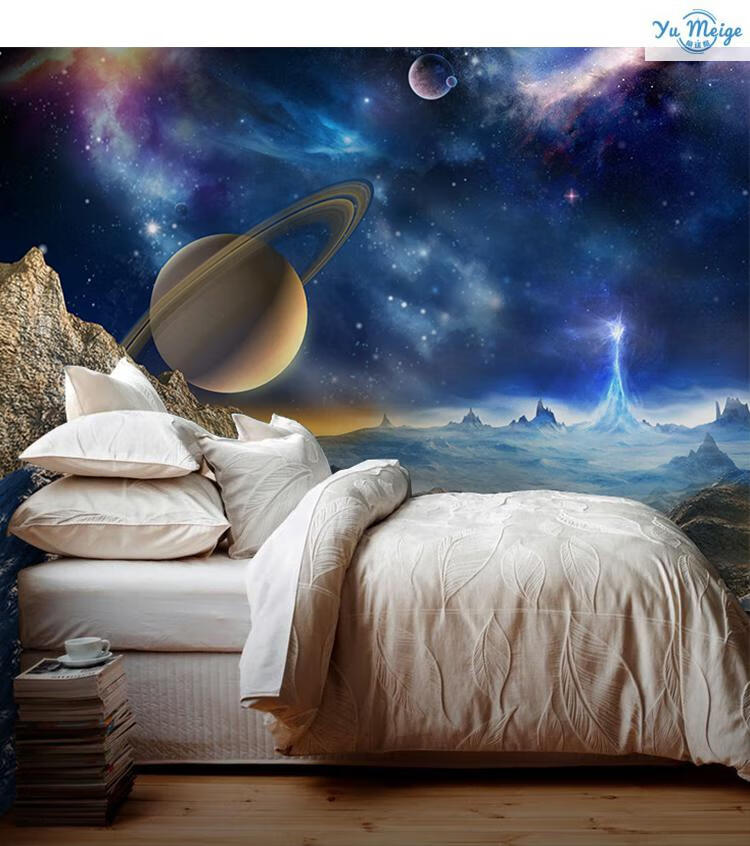 新款星空顶壁纸 3d星空壁纸梦幻银河宇宙网咖酒吧ktv吊顶墙纸宾馆酒店