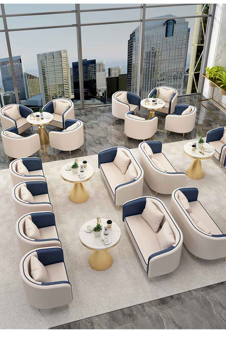 架轻奢西餐咖啡厅卡座沙发售楼处接待洽谈区餐饮家具奶茶店桌椅组合 1