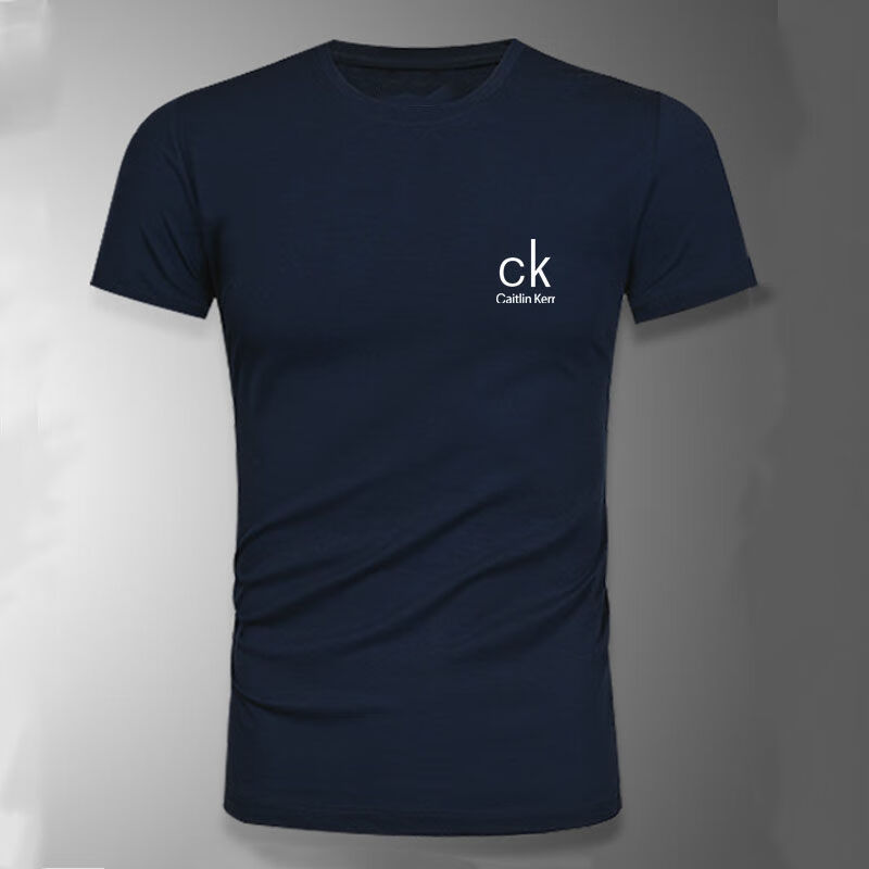 ck2022夏季男士短袖t恤宽松纯棉上衣服圆领男装半袖潮流t恤 黑色