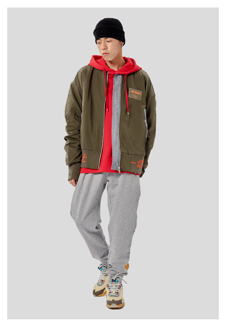 hipanda你好熊猫 休闲裤男经典刺绣熊猫针织长裤街头潮牌国潮男装