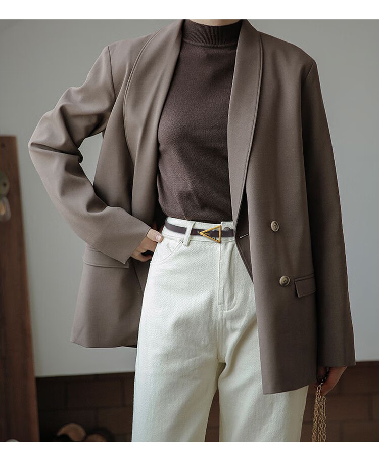 啄木鸟牛皮细腰带女装饰西装外套配毛衣收腰大衣时尚百搭小皮带女士