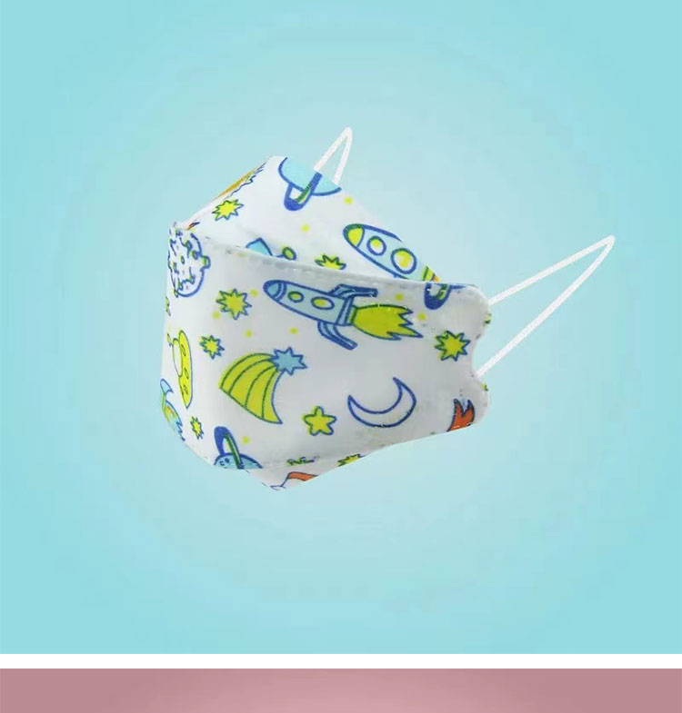 亿凌韩版卡通动漫印花鱼kn95级别嘴型儿童f口罩独4立密封包装柳叶型