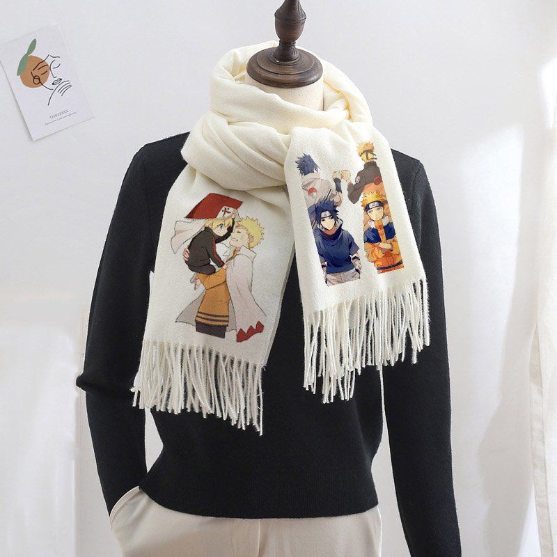 lucaly新品围巾男个性青年撞色火影忍者围巾动漫周边围脖鸣人佐助宇智