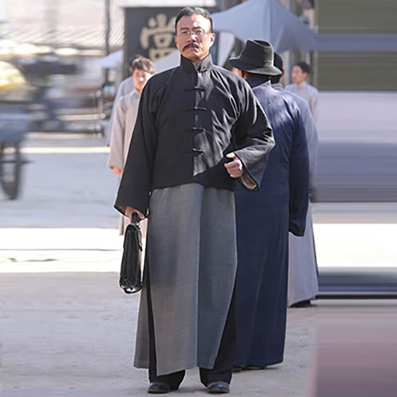 清朝官服儿童民国装清朝古装长衫套装管家服装中式长袍大褂演出服老爷